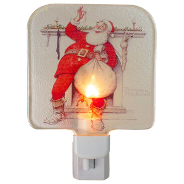 6" Norman Rockwell 'Filling the Stocking' Glass Christmas Night Light