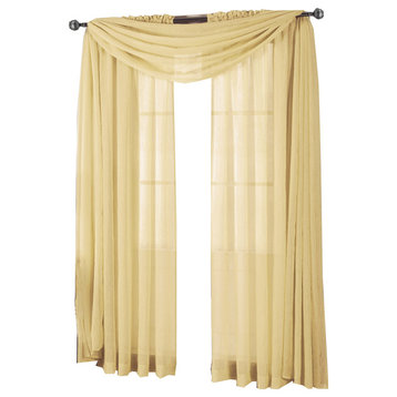 Abri Single Rod Pocket Sheer Curtain Panel, Gold, 50"x216"