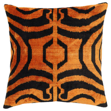 Canvello Tiger Print Burnt Orange Throw Pillow 16x16 in