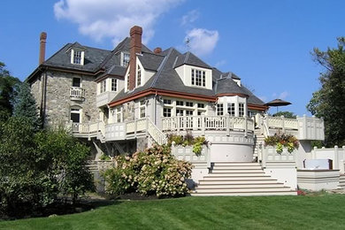 Contemporary white three-story exterior home idea in Boston