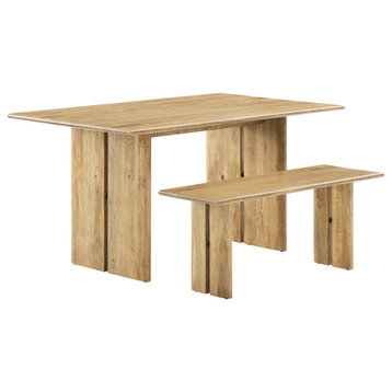 MODWAY Amistad 60" Wood Dining Table and Bench Set