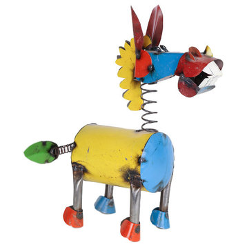 Recycled Metal Springy Donkey, Multi-Colored, Medium