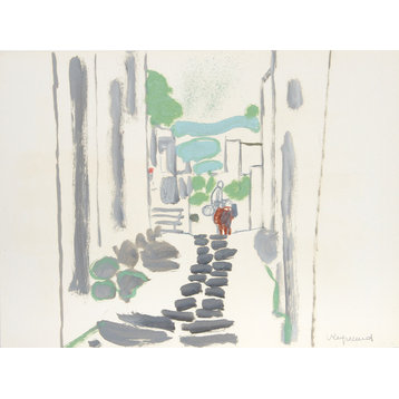 Jean-Jacques Vergnaud, Street View, Gouache Painting