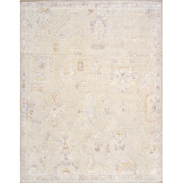 Pasargad Home Oushak 9' x 12' Hand-Knotted Wool Dark Beige Rug