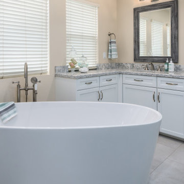 Striking Large Format Tile in Master Shower Pops Newbury Park Master