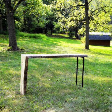 Industrial Rustic Live Edge Console Table with Waterfall Feature