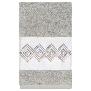 Linum Home Textiles Noah Embellished, Light Grey, Hand Towel, Single