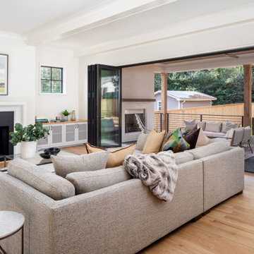 Step into this serene living room that blends comfort and warmth effortlessly. W