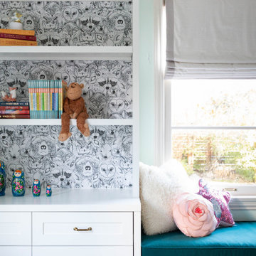 Custom Built-ins with a Whimsical Wallcovering