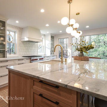 White Oak Kitchen with White Cabinetry & Modern Details