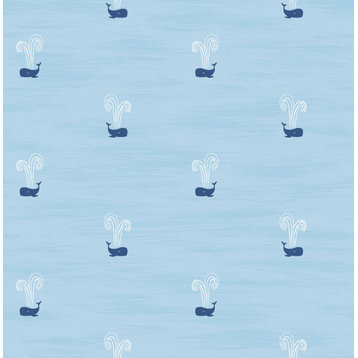 Wallquest DA60302 Tiny Whales Sky Blue and Navy