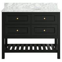 Elma Black Bathroom Vanity With Marble Top, 42"