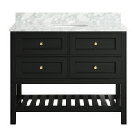 Elma Black Bathroom Vanity With Marble Top, 42"