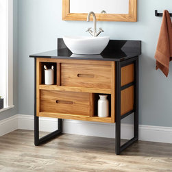 30" DECLAN TEAK VESSEL SINK VANITY - Bathroom Vanities And Sink Consoles