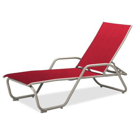 Gardenella Sling 4-Position Chaise, Textured Warm Gray, Red