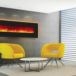 Amantii Wall Mount / Built In Electric Fireplace 72" Black Glass Surround - Indoor Fireplaces