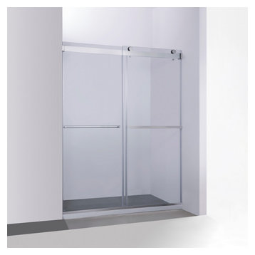 Spezia Double Sliding Frameless Shower Door, Polished Chrome, 64" W X 76" H
