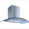 Winflo Wall-Mount Range Hood, Stainless and Glass, 475 CFM, 36"