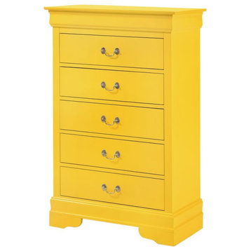 Glory Furniture Louis Phillipe 5 Drawer Chest in Yellow