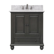 Avanity Thompson 31" Vanity, Charcoal Glaze Finish, Carrera White Marble Top