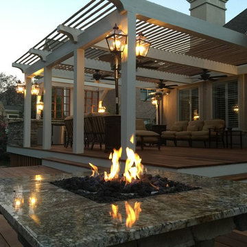 "The Peninsula" Custom Teak Deck, Pergolas, Outdoor Kitchen & Firepit