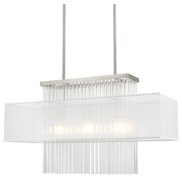Livex Lighting 41143 Alexis 3 Light 30"W Crystal Linear - Brushed Nickel