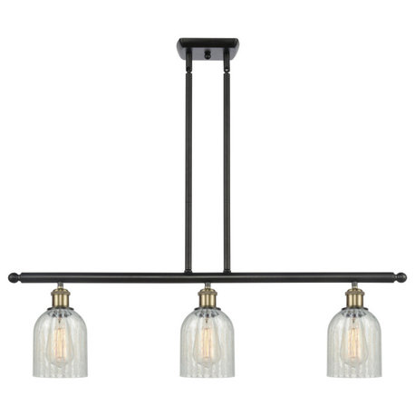 Caledonia 3-Light Island-Light, Black Antique Brass, Mouchette