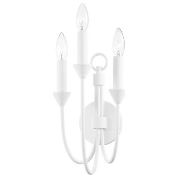 Troy Cate 3-Light Wall Sconce B1003-GSW, Gesso White
