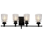 Artcraft Lighting - Castara 4 Light Wall Light, Black AC11594BK - From the Lighting Pulse design firm, the "Castara" collection 4 light bathroom vanity features a classic transitional clean design with clear glassware and a black frame. (also available with a polished nickel frame)