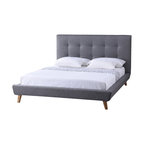 Jonesy Fabric Upholstered Platform Bed, Gray, Queen