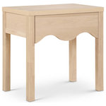 Meridian Furniture - Fiora Veneer Nightstand - Revisit a timeless design that's been given a sleek modern update when you bring home this Fiora natural oak night stand. Reminiscent of a traditional night stand from days gone by, this handsome piece features an interestingly scalloped apron around its perimeter for a look that screams contemporary refinement. The rich natural finish on this night stand adds to its chic appeal when placed beside your bed or in a guest room.