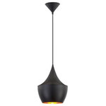 Eurofase - Eurofase Piquito - One Light Pendant, Black Finish - A collection of European inspired shaped pendants richly finished and providing an indirect light source.  Shade Included.  Cord Length: 72.00Piquito One Light Pendant Black *UL Approved: YES *Energy Star Qualified: n/a  *ADA Certified: n/a  *Number of Lights: Lamp: 1-*Wattage:60w A19 Medium Base bulb(s) *Bulb Included:No *Bulb Type:A19 Medium Base *Finish Type:Black