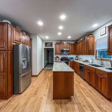 Cherry Cabinets with Pecan Stained Finish, Windemere Quartz Countertops