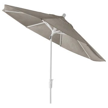 9' Round 360 Rotating Auto Tilt Umbrella, White, Sunbrella, Cast Silver