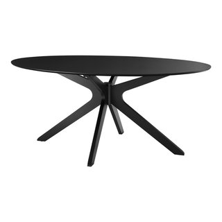 71" Dining Table, Oval, Black, Wood, Modern, Kitchen Bistro Hospitality
