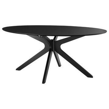 71" Dining Table, Oval, Black, Wood, Modern, Kitchen Bistro Hospitality