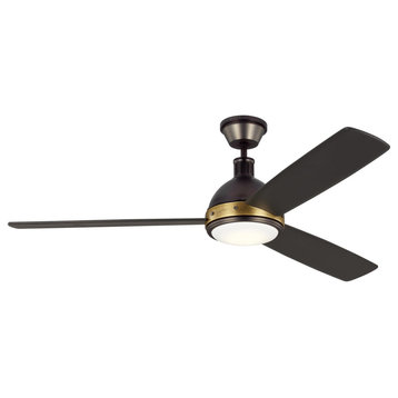 Monte Carlo Hicks 60" Ceiling Fan With LED Rubbed Bronze/Brass