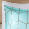 Intelligent Design Raina Metallic Printed Comforter Set, Aqua/Silver