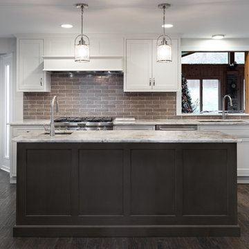 Custom Island with Wainscot Paneling Back