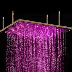 Fontana 31" Brushed Bronze shower head Sqaure Color Changing LED Rain Shower - Showerheads And Body Sprays