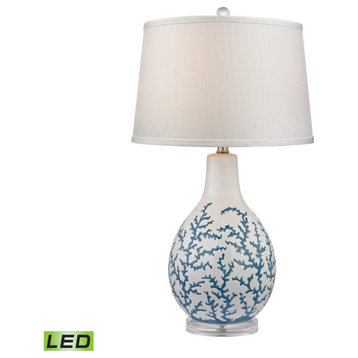 27" Sixpenny Blue Coral LED Table Lamp, White