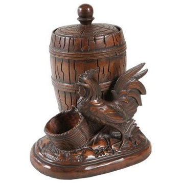 Box TRADITIONAL Lodge Rooster Lidded Jar Resin Hand-Painted Hand-Cast