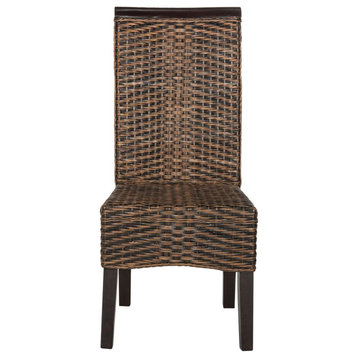 Khristal 18" Wicker Dining Chair, Set of 2, Brown Multi