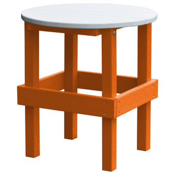 Poly Round Side Table, Orange, White Frame