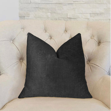 Luna Black Luxury Throw Pillow, 26"x26"
