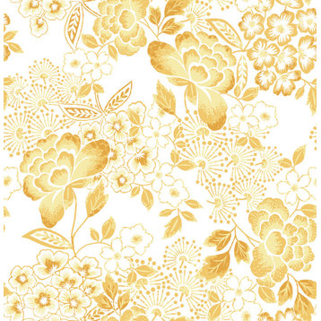 Irina Yellow Floral Blooms Wallpaper Bolt