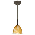 Besa Lighting - Besa Lighting 1JT-4470HN-LED-BR Vila - One Light Cord Pendant with Flat Canopy - Vila has a classical bell shape that complements aVila One Light Cord  Bronze Honey Glass *UL Approved: YES Energy Star Qualified: n/a ADA Certified: n/a  *Number of Lights: Lamp: 1-*Wattage:60w A19 Medium base bulb(s) *Bulb Included:No *Bulb Type:A19 Medium base *Finish Type:Bronze