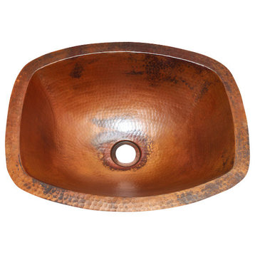 Rectangularl Bathroom Copper Sink  with Flat Sides and Flat Rim