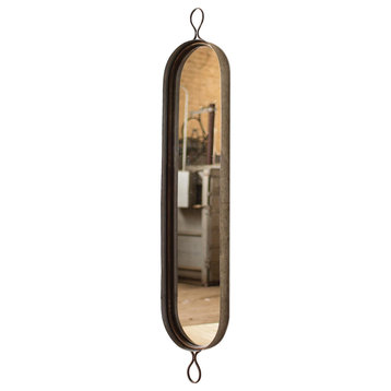 Rustic Gray Metal 61" Tall Oval Wall Mirror Accent Dressing Deep Frame Slim