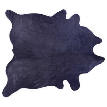 5" X 7" Navy Modern Cowhide Contemporary  Area Rugs
